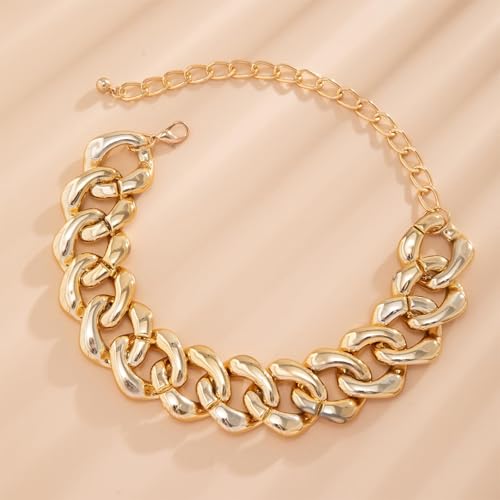 choice of all Chunky Gold Necklace Statement Necklace for Women Punk Chain Thick Gold Choker Jewelry Trendy Birthday Gifts - color: B:gold chunky necklace