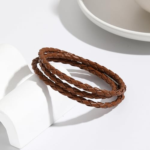 Long tiantian Boho Bracelets for Women Western Jewelry for Women Leather Wrap Bracelets Stackable Bangle Western Outfit for Women - color: men’s bracelets(brown)