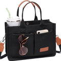 ZHMO Canvas Tote Bag for Women,Women's Bags Crossbody Bags Work Laptop Tote Bag Large Handbags Purse for Travel Nurse Teacher - color: Canvs Demure Black With Compartments