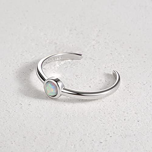 CHIC & ARTSY 925 Sterling Silver Open Toe Ring for Women - Lightweight Comfortable Yoga Toe Rings, Adjustable Stackable Toe Rings, Boho Coastal Vacation Beach Foot Jewellery - color: Opal/silver