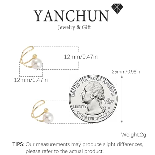 Ear Cuffs Non Piercing 14K Gold Plated Ear Cuff Earrings for Women Trendy Clip on Cartilage Earring Stacks Non Pierced Adjustable Fake Earrings Set Jewelry - color: G：Pearl Ear Cuff