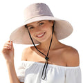Sun Hats for Women Wide Brim Foldable Beach Hat UV UPF50+ Summer Sun Protection Bucket Hat for Outdoor, Gardening, Travel - color: Pink