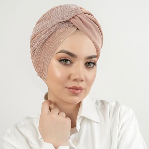 XYIYI Chemo Headwear Turban for Women, Cancer Patients Head Wrap Cover Hat for Hair Loss - color: Nude Pink