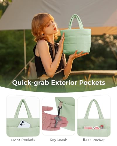 ECOHUB Crossbody Bags for Women Small Puffer Tote Mini Shoulder Handbags RFID Anti Theft CrossBody Purse Travel Casual Wallet - color: Mint Green