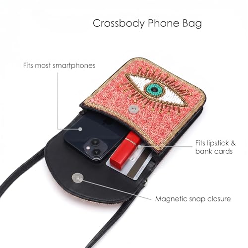 Small Crossbody Bags for Women Designer Cell Phone Bag Boho Shoulder Wallet Purse - color: Pink