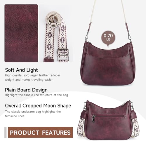 APHISON Trendy Leather Crossbody Purse with Adjustable Strap, Women's Shoulder Handbag - color: 07-grape