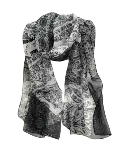 Xyueanlo Scarfs for Women Fashion Scarves Print Pattern Lightweight Sunscreen Scarf Wraps Shawls - color: Cashew Black