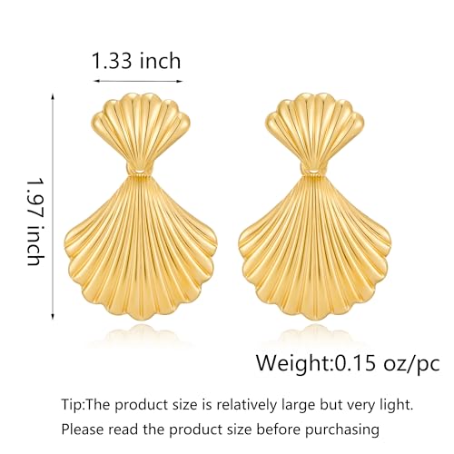 Gold/Silver Shell Dangle Earrings for Women Seashell Drop Dangle Earrings Ocean Beach Earrings Summer Jewelry - color: Gold A