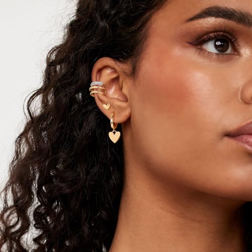 MTMY Gold Ear Cuff Earring for Women 14K Gold Plated Cubic Zirconia Non-Pierced Clip on Cartilage Chunky Ear Cuffs Hypoallergenic Jewelry - style: cz triple / pair