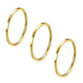 3pcs 1mm Stainless Steel Plain Band Knuckle Stacking Midi Rings for Women Comfort Fit - color: 3pcs Gold (Flat)