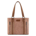 Wrangler Multi Pockets Tote Bag for Women Western Braided Shoulder Bag with Large Capacity for Everyday - color: Rtero-deep Pink