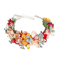 Vivivalue Fairy Flower Crown Floral Headband Elf Headpiece for Women Princess Halloween Cosplay Renaissance Wedding Party Bridal Photoshoot Orange - color: H