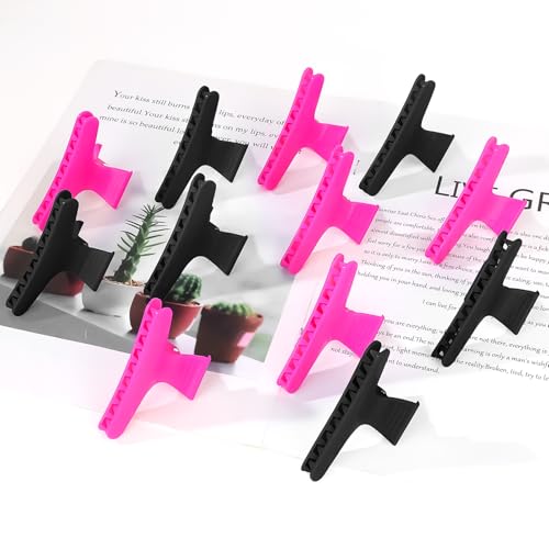 Ondder Black Hot Pink Butterfly Hair Claw Clips for Styling & Sectioning - Makeup Hair Accessories for Women & Girls - color: Black & Hot Pink