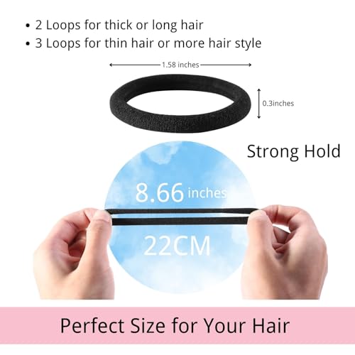 LuSeren 120PCS Black Hair Ties for Thick Hair – Seamless No Damage Elastic Ponytail Holders, Black Hair Band,Bulk Nylon Hair Elastics for Women - color: Black