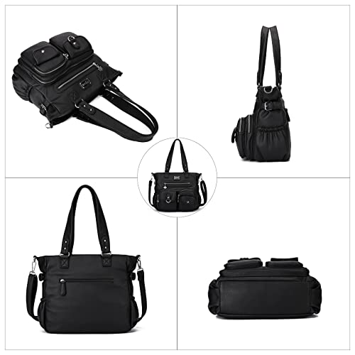 KL928 Large Purses for Women Shoulder Bag Tote Handbags Stylish Vegan Leather Hobo Bags Ladies, A-Black-4 | Large - color: Black
