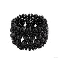 Bohemian Wooden Bead Bracelets Boho Colorful Handmade Elastic Stretch Bracelets Design for Women Summer Beach Festival Jewelry - color: Black