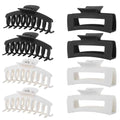 LuSeren 8 Pack White and Black Hair Clips for Women 4.3 Inch Large Hair Claw Clips for Women Thin Thick Curly Hair, Big Matte Banana Clips,Strong Hold jaw clips - color: White and Black