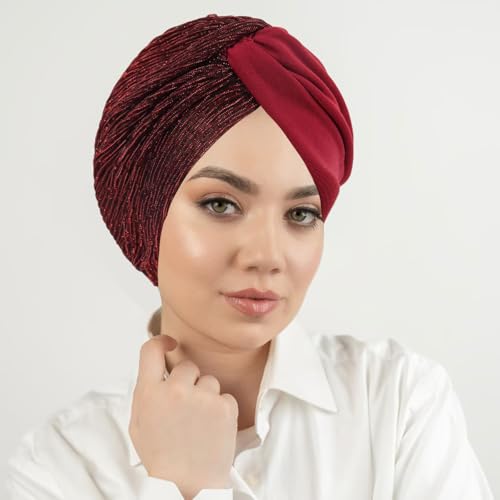 XYIYI Chemo Headwear Turban for Women, Cancer Patients Head Wrap Cover Hat for Hair Loss - color: Wine Red