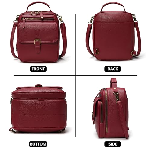 Small Crossbody Bags for Women Vegan Leather Messenger Purses, Vintage Wallet Anti Theft Shoulder Handbags with Card Slots - color: Red & Handle