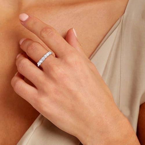 3.5mm Stackable Rings S925 Sterling Silver Created Birthstone & Cubic Zirconia Ring for Women Wedding Bands Anniversary Birthday Jewelry Size 6 to 10(with Box) - color: 04-Cubic Zirconia-Apr