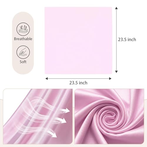 American Trends Women Silk Feeling Scarf Satin Head Scarves Square Wrap Neck Scarf Lightweight Silk Like Bandana - color: Z 2 Pack Pink