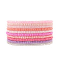 Boho Stackable Rice Beaded Bracelet Set for Women 8-10Pcs Colorful Handmade Multilayered Crystal Beads Bracelets Summer Beach Bohemian Jewelry Gift - color: A Pink