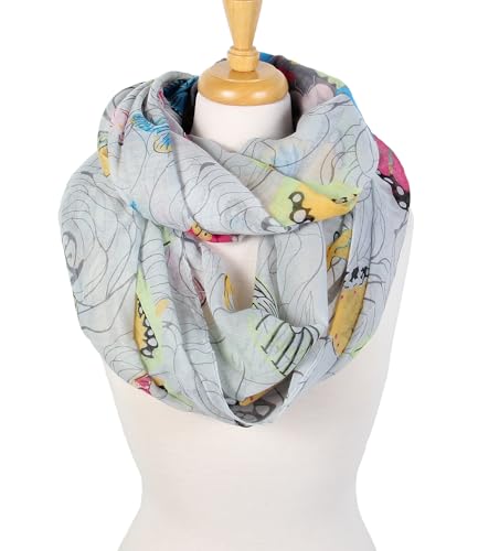 Scarfand's Romantic Rose Prints & Floral Patterns Lightweight Infinity Fashion Scarves Wraps - color: Butterfly Gray