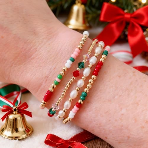 Matching Bracelets for Couple,Gold Silver Beaded Heart Couples Bracelets,Raomantic Relationship Promise Jewelry Gifts for Her - color: Pearl