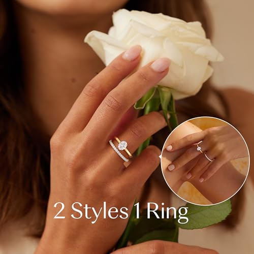 Engagement Rings for Women,Two-in-One Halo Wedding Promise Cubic Zirconia Band,18K Gold Plated Stainless Steel Wedding Ring Set for Women,Promise Ring for Anniversary or Proposal - size: 6, style: Wedding Ring Set