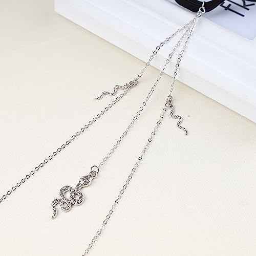 Boho Snake Leg Chain Silver Serpent Thigh Garter Sexy Stretch Body Chain Beach Bikini Rave Party Prom Jewelry Accessory for Women Girls