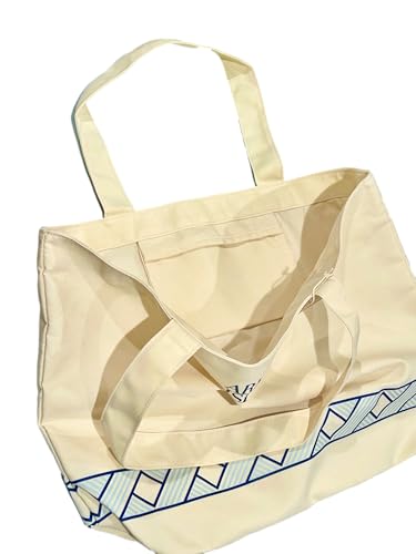 GIORGIO ARMANI Cream Canvas ARMANI ISLAND BEACH BAG Fragrance Tote Bag (LARGE 20.5 L X 13 H x 5 W) - 7462