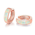 CiNily Huggie Earrings Opal Hinged Hoop Earrings Gold Plated Hypoallergenic Small Hoop Earrings for Women Teen Girls Men Sensitive Ears - color: Rianbow White