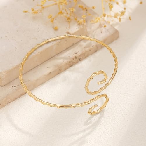 Long tiantian Gold Arm Cuff Upper for Women Bangle Bracelets Upper Arm Cuff Bracelet Trendy Armband Beach Jewelry Trendy Stuff Gifts - color: C4:gold Arm Cuff