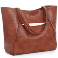 Large Tote Bag for Women Work 25L Travel Vegan Leather Ladies Handbags Weekender Purses - color: Ab-brown