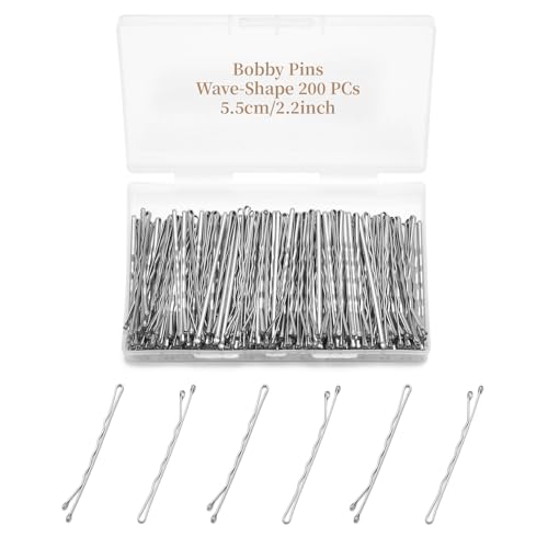 QIUTIMIY 200 Pcs 2.2 Inch Wave-Shaped Bobby Pins Silver Metal Hair Pins Hair Accessories for Women Stylists Hair Sticks Girl - color: Silver, size: Wave-2.2in