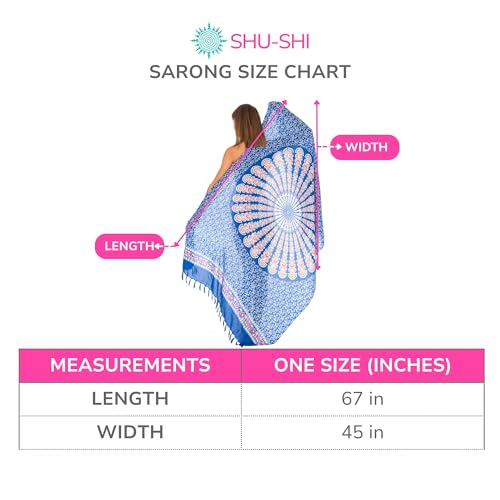 SHU-SHI Sarong Wraps for Women Long Beach Cover ups Pareo Bathing Suit Wrap Skirt Mandala Sarongs Coverup - color: Blue/Orange