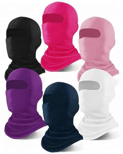 Xeoxarel 6 Pack Balaclava Ski Mask for Men/Women, Full Face Cover - color: Black, White, Pink, Light Pink, Purple, Navy Blue