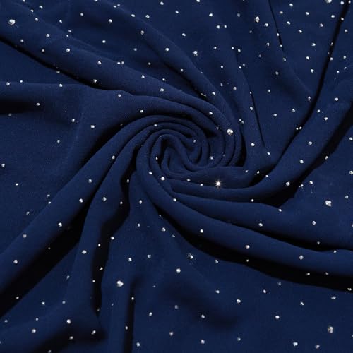 Shawls and Wraps for Evening Dresses Sheer Chiffon Women Elegant Soft Silky Sparkly Wedding Bridal Scarf - color: Navy C