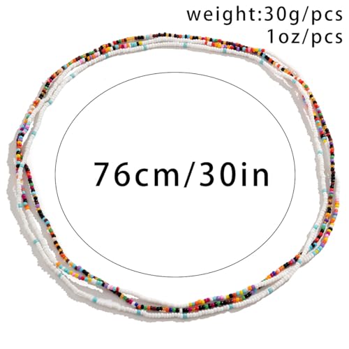 African Waist Beads For Women Colorful 3PCS Layered Belly Body Chain Beach Bikini Waist Jewelry Body Accessories For Women - style: 3 Layered Bead-White mix Black