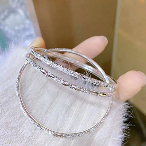 Sterling Silver Bangle Bracelets for Women,Fashion Jewelry Simple Adjustable 925 Silver Cuff Bangles for Women Mom Wife Valentine Mothers Day Gift - color: Inner diameter 2.56inch