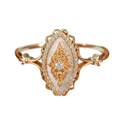 Simple Wave Lace Ring Women's Personalized Vintage Court Style Ring, Gold Rings for Women，Promise Rings for Her - color: Gold, size: 6