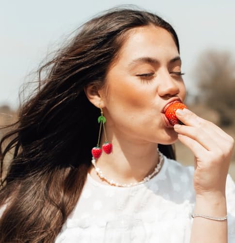 Cute Strawberry Earrings for Women-3D Acrylic Strawberry Drop Dangle Earring Costume Accessories Halloween Christmas Party Jewelry - style: Dangle