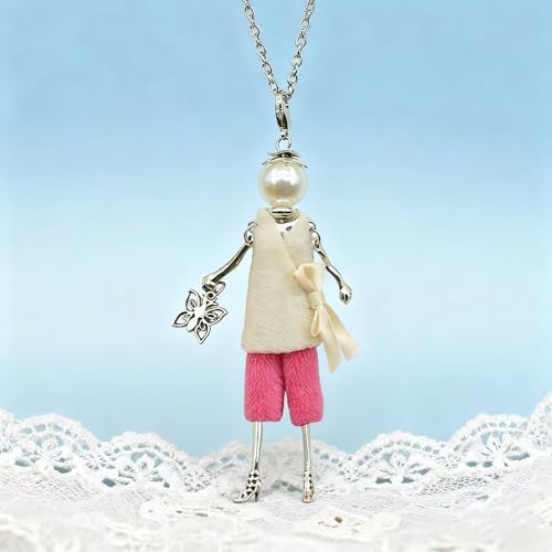 Crystal Paris Doll Necklace for Women, Handmade Cute Dress Long Chain Pendant Necklace Prom Costume Jewelry - style: 11