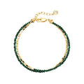 Fettero Beaded Bracelets for Women Charm Natural Stone Handmade Beads White Gold Plated Dainty Gold Bracelets Non Tarnish Boho Summer Beach Vacation Jewelry - color: Green Square-Malachite