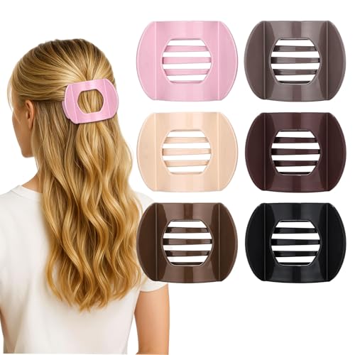 Obeoby 6 Pcs Flat Hair Clips, Medium Flat Claw Clips for Women Girls French Hair Barrettes Accessories - color: Multicolor