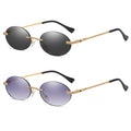 Retro Oval Sunglasses Rimless Small Round Glasses Frameless UV400 Men Women Fashion Shades - color: 2pack (Black + Gradient Grey)