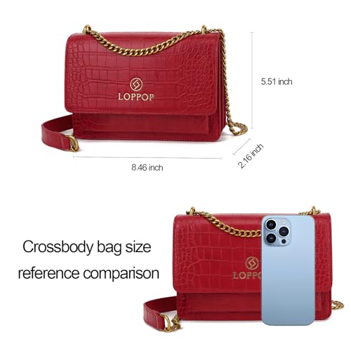 LL LOPPOP Women's Small Classy Crossbody Purse Top Handle Handbags Leather Satchel Bags for Women - color: C-red(2052)