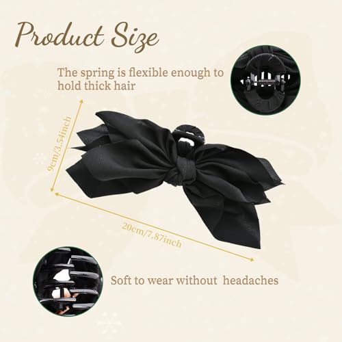 Bow Claw Clips Bow Hair Clips Black White 2PCS Big Hair Bows for Women Butterfly Styling Large Hair Clips for Thick Hair for Girls Hair Accessories for Teen - color: 2PC-Black+White