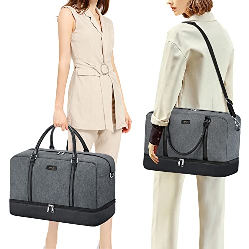 IBFUN Weekender Bags for Women, 21" Weekender Travel Bag, Travel Duffle Bag with Shoe Compartment Carry on Overnight Duffel Bag for Weekend Travel Business Trip, 3PCS - color: B1-Grey