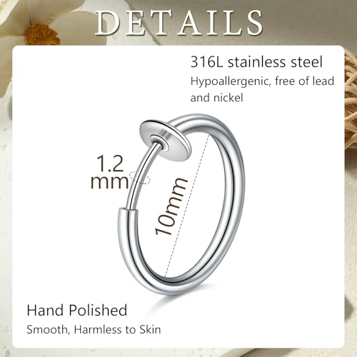 D.Bella Fake Septum Piercing Faux Nose Rings Hoop Stainless Steel Faux Lip Ear Nose Septum Ring Non Piercing Clip On Nose Hoop Rings Body Piercing Jewelry - style: Style V